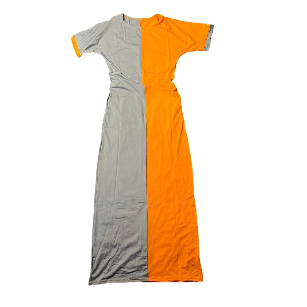 Two-Tone Color Block Maxi Dress